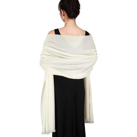 🆕 Women Cream Wedding Evening Dress Pashmina Shawl Winter Foulard Femme Wraps - Picture 1 of 7